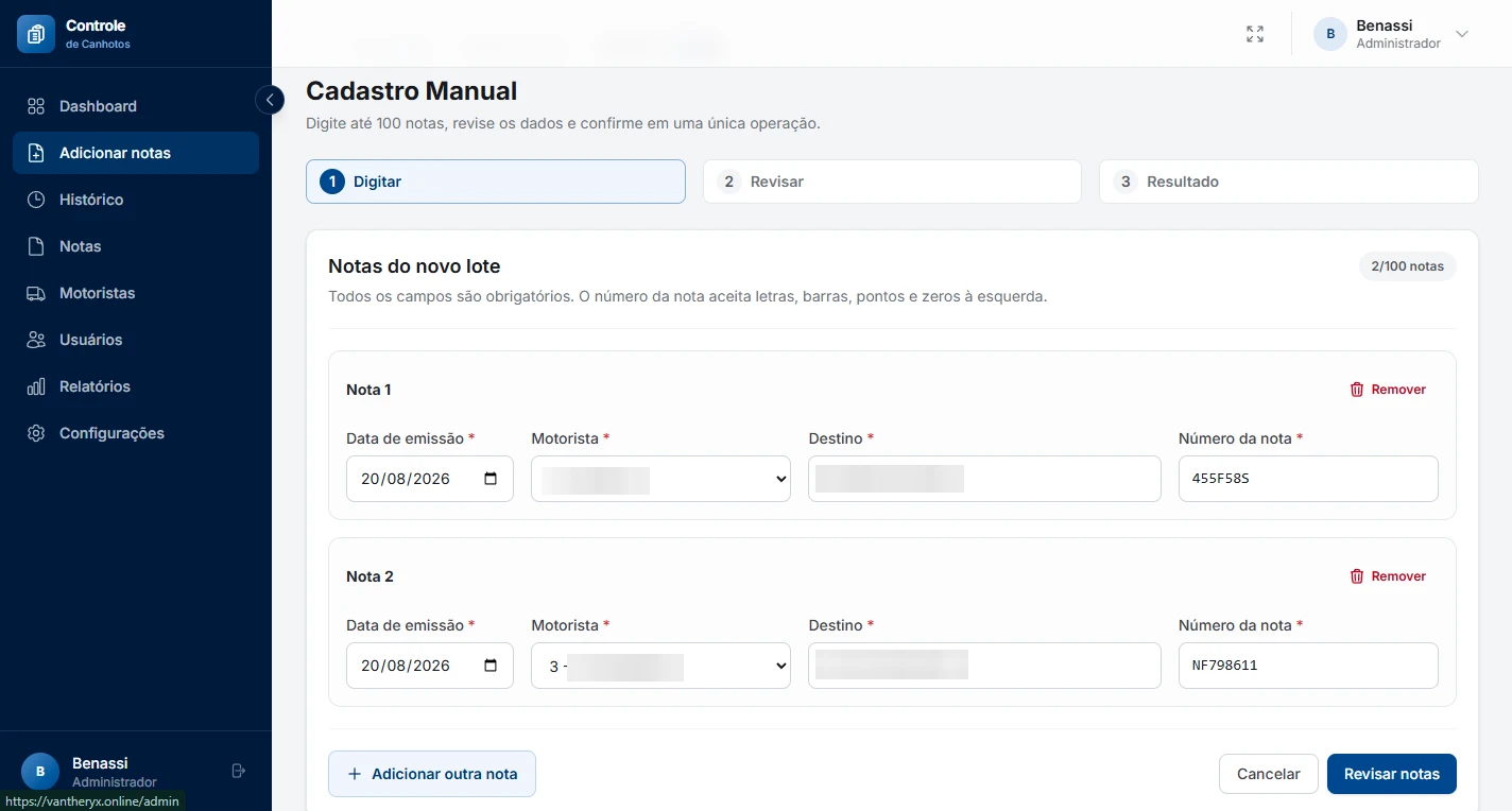 Tela de Cadastro de Notas